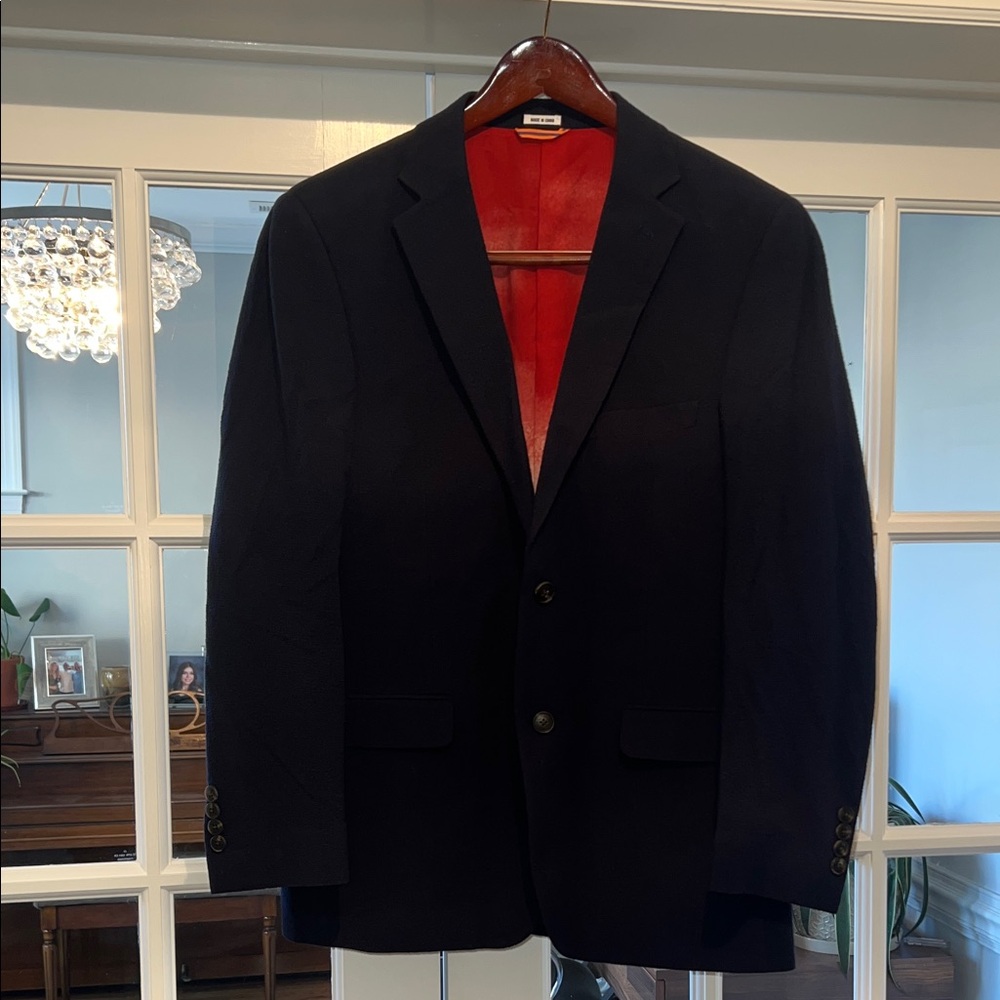 NWT Crown & Ivy Men's Navy Blazer with Vibrant Red, White, & Blue Interior